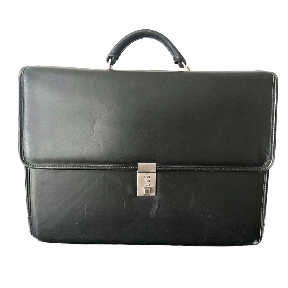 Jack Georges Leather Briefcase Black